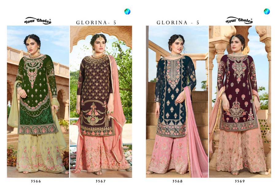 Glorina Vol-5 Georgette Sarara Salwar Suits Set Glorina Vol-5 Georgette Sarara Salwar Suits Set